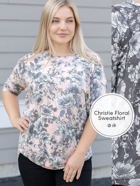 Christie Sweatshirt (NWT) 🍒*Light Pink Floral S.E XS/S *very stretchy